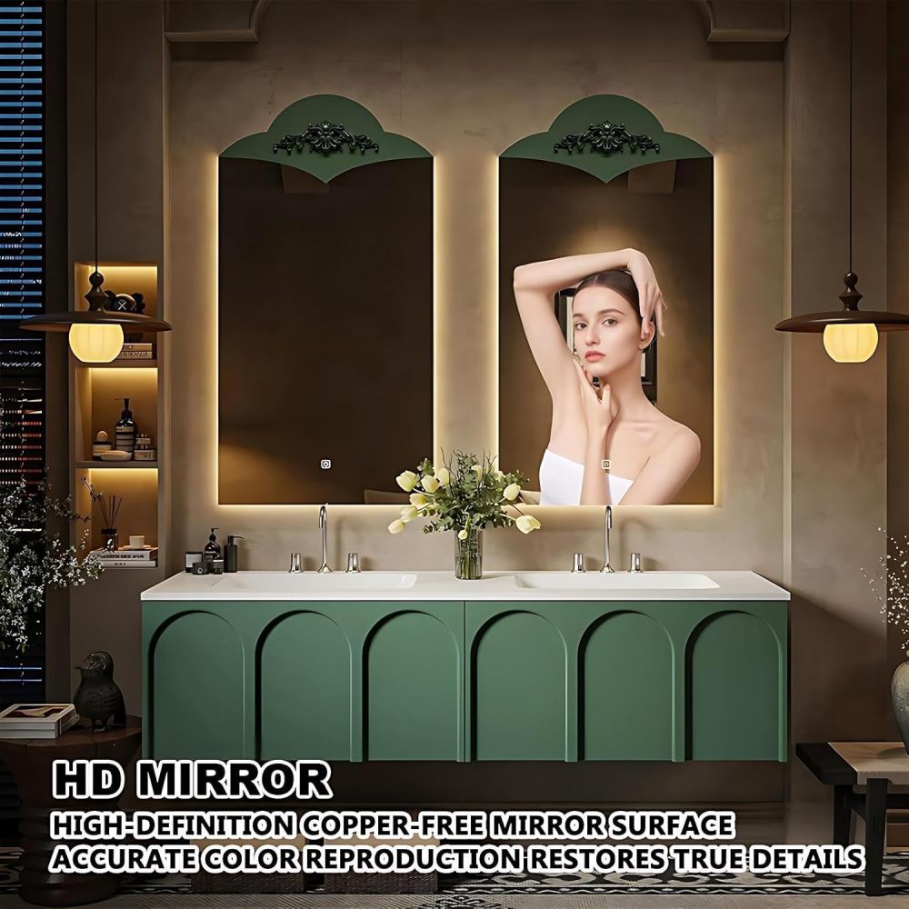 92IN Luxury Bathroom Vanity with Sink - Bathroom Vanity Cabinet with Drawers, Double Floating Sink Design, Intelligent Defogging, Customizable Sizes - Easy to Install, Green