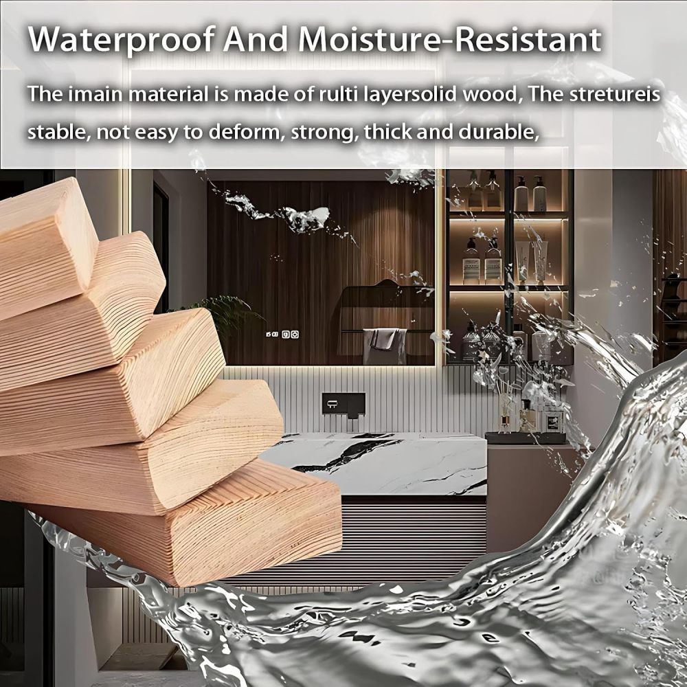 66IN Bathroom Vanity with Sink - Bathroom Sink Cabinet with Mirror, Floating Vanity, Intelligent Defogging, High Hardness, Easy to Clean, Customizable - Complete Accessories, Brown