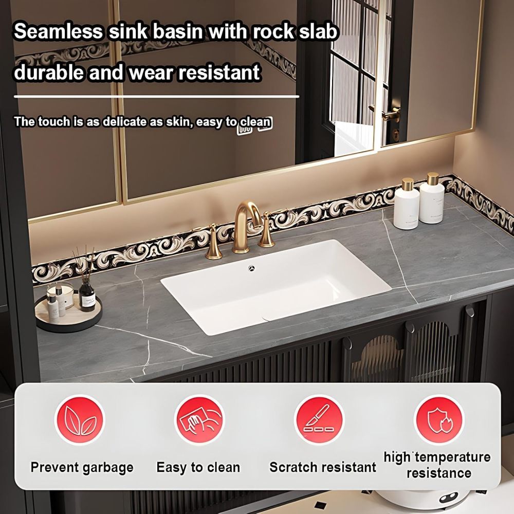 38IN Bathroom Vanity with Sink - Bathroom Vanity Cabinet with Smart Anti-Fog Mirror Cabinet, Wall-Mounted Vanity, Large Storage Space, Customizable Size - Complete Accessories, Brown