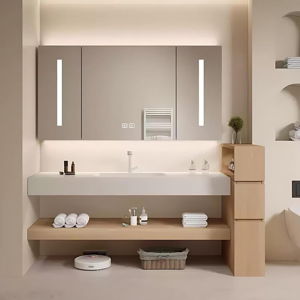 48IN Bathroom Vanity with Sink - Modern Bathroom Vanity Cabinet with Mirror, Single Floating Sink Design, Intelligent Defogging, Custom Complete Accessories, Style B