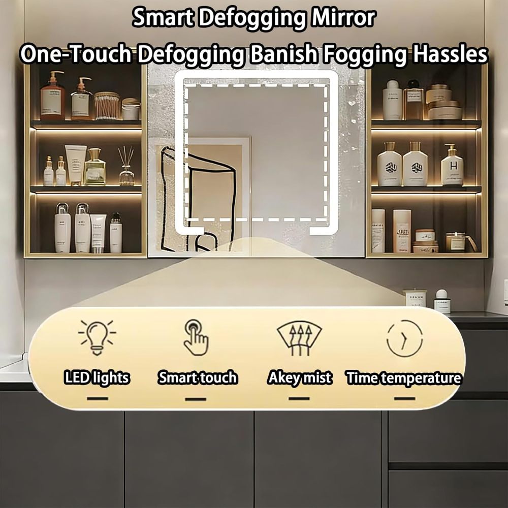 78IN Bathroom Vanity - Floating Bathroom Vanity with Seamless Sink & Multi-Functional Storage Cabinet, Includes Smart Defog Mirror, One-Touch Defog & Lighting, No Assembly Required, Gray