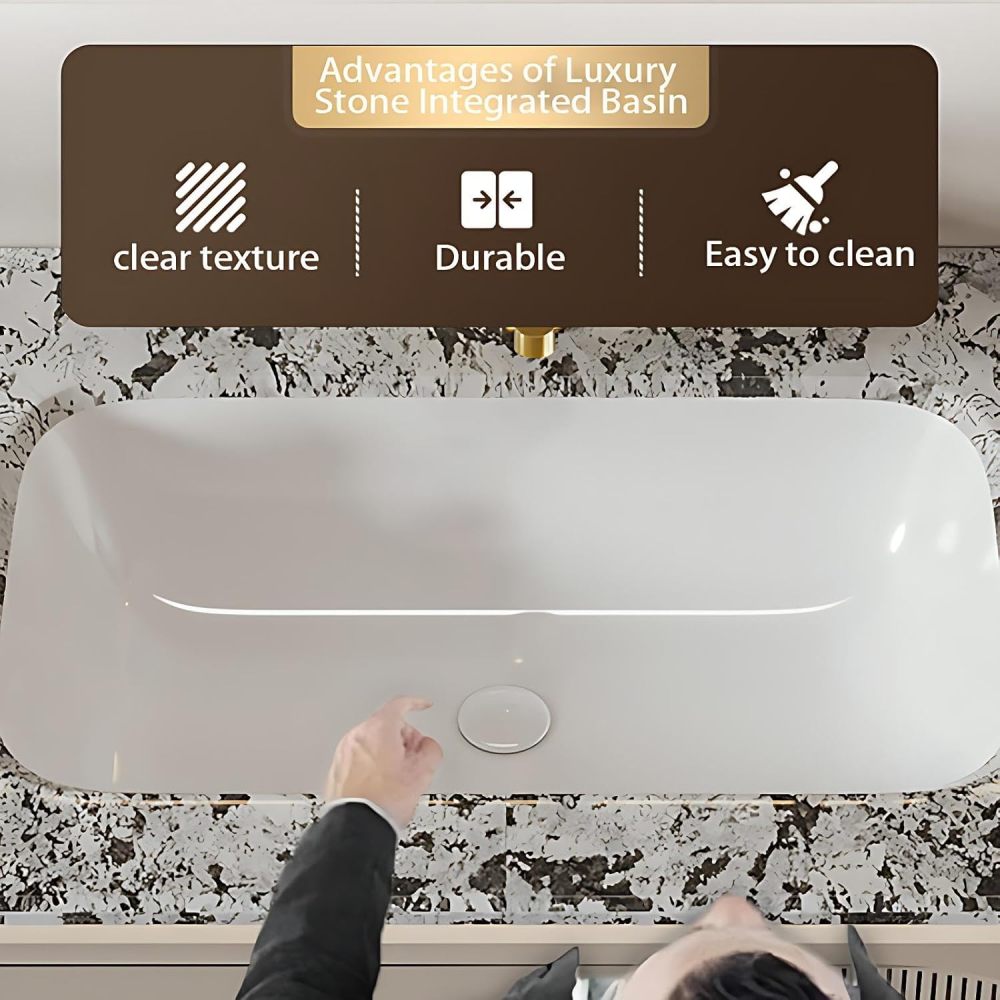 56IN Bathroom Vanity with Sink - Double Floating Sink with Smart Defog Mirror, Solid Wood Bathroom Vanity Cabinet, Large Storage Space, Custom Sizes - Complete Accessories, Brown