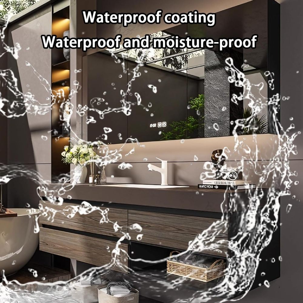 94IN Bathroom Vanity - Solid Wood Bathroom Vanity Set with Smart Defog Mirror, Anti-Fog Technology & LED Light, Floating Sink with Multiple Storage Area, No Assembly Required, Wood
