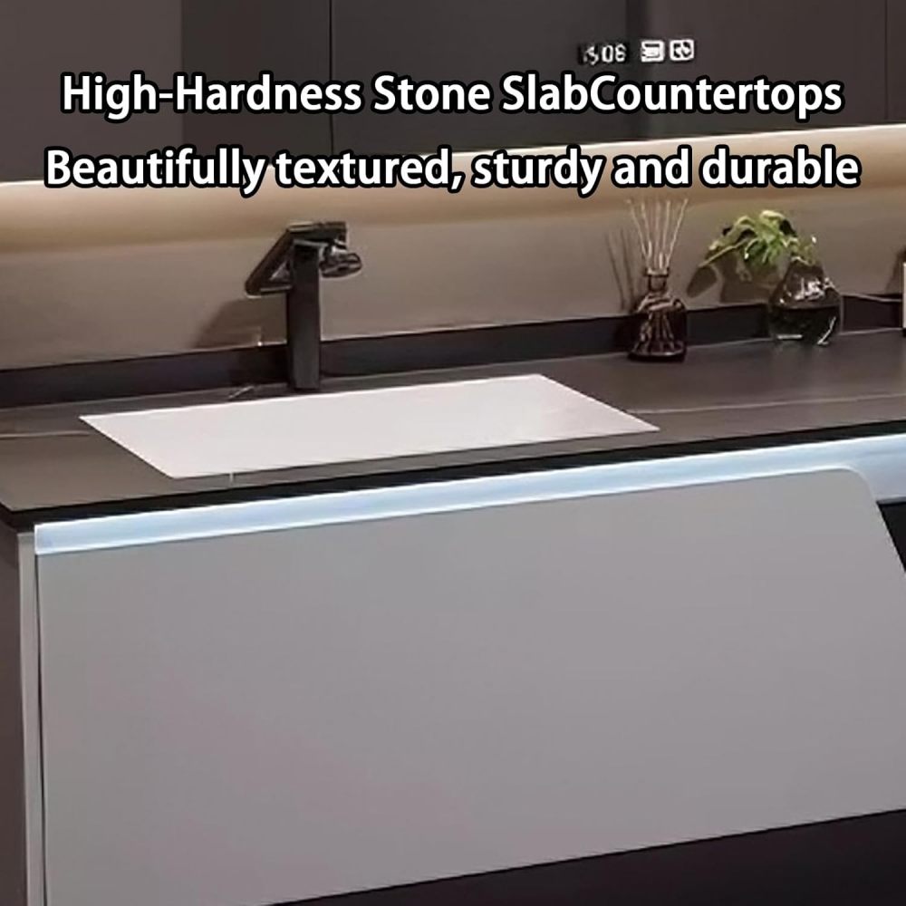60IN Bathroom Vanity - Modern Bathroom Vanity with Sink & Smart Defogging Mirror, Stylish Sink Cabinet with 2 Drawers and Sensor Lights, No Assembly Required, Black