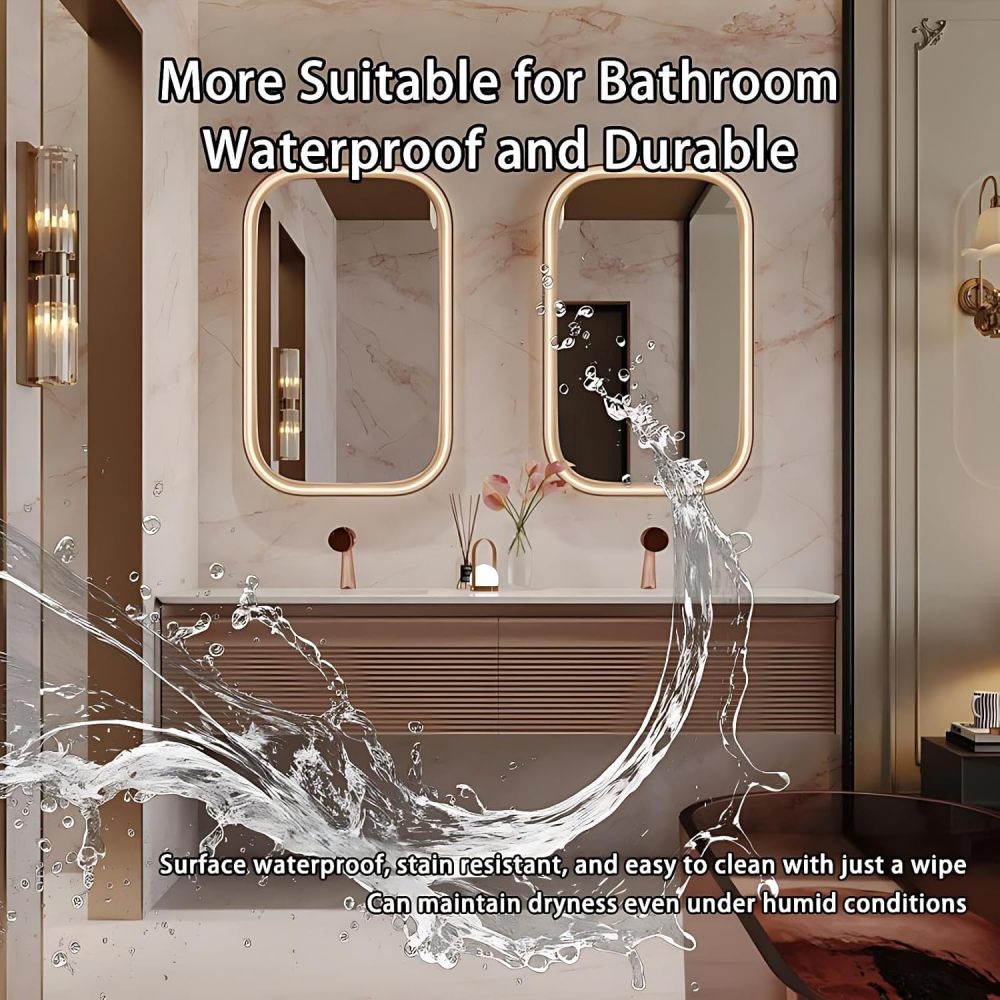 54IN Double Sink Bathroom Vanity - Solid Wood Bathroom Vanity with Smart Defog Mirror, One-Touch Defog & Lighting, Floating Sink Cabinet with 2 Drawers, No Assembly Required