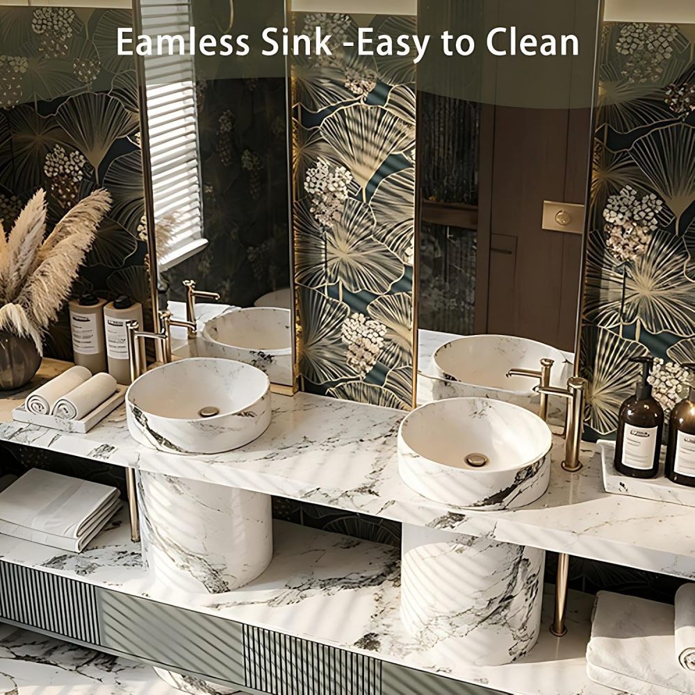 96IN Double Sink Bathroom Vanity - Luxury Floating Bathroom Vanity with Smart Defog Mirror, Modern Bathroom Sink Cabinet with Multiple Storage Areas, No Assembly Required, Grey