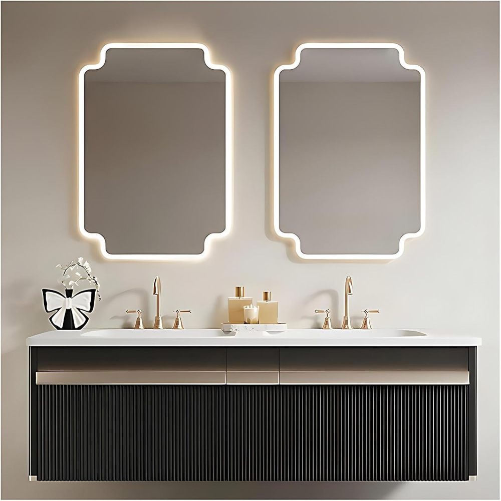 64IN Double Bathroom Vanity with Sink - Modern Waterproof Bathroom Sink Cabinet with Drawers, Floating Vanity, Intelligent Defogging, Customizable Sizes - Easy to Install, Black