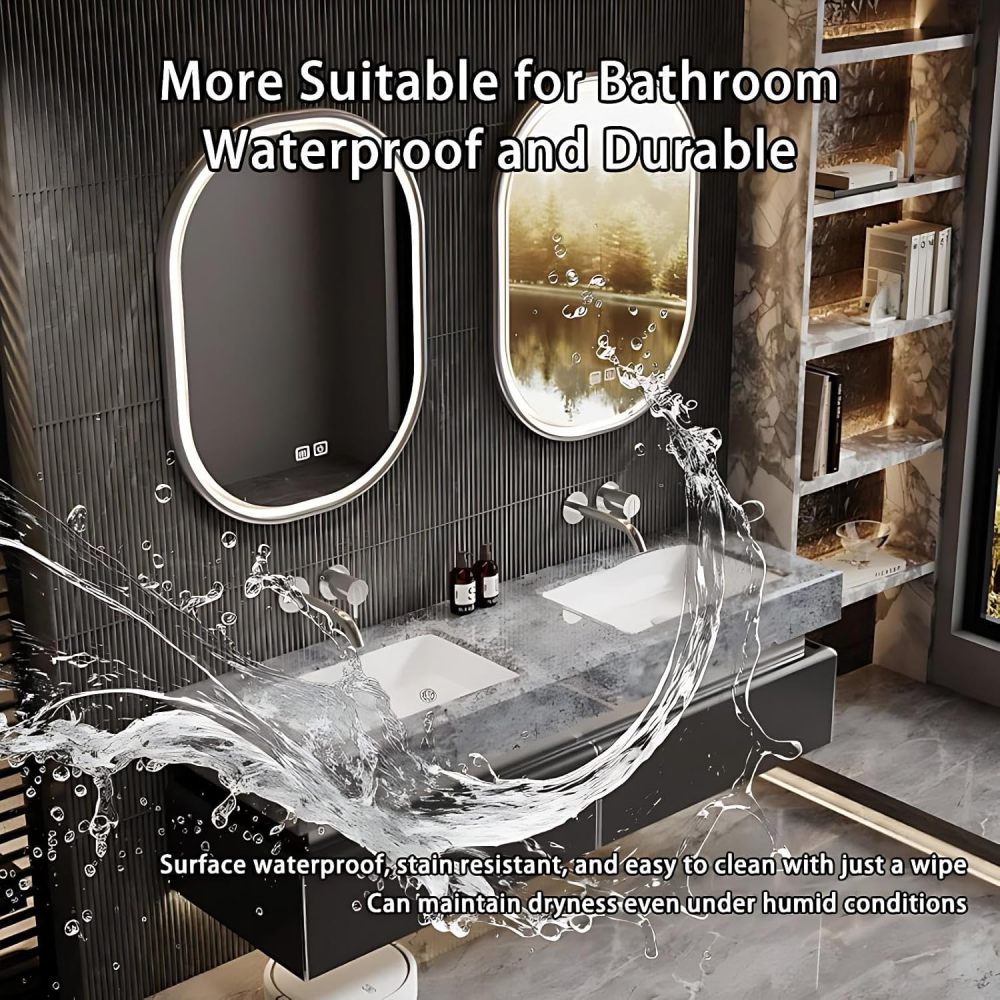 92IN Double Sink Bathroom Vanity - Modern Bathroom Vanity with Smart Defog Mirror, Floating Bathroom Sink Cabinet with 2 Drawers, Complete Accessories, No Assembly Required, Mirror