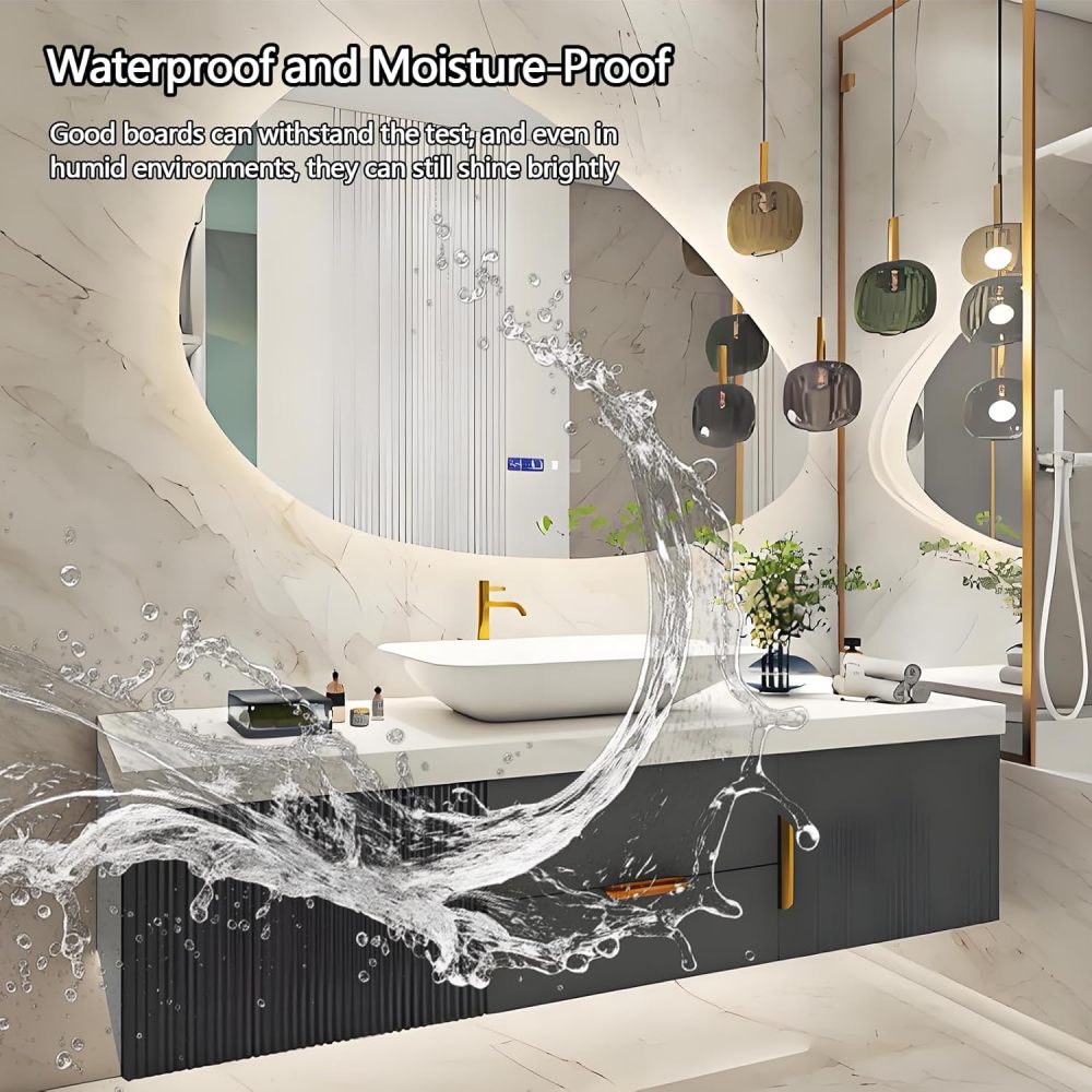 78IN Bathroom Vanity with Sink - Modern Bathroom Sink Cabinet with Storage, Floating Vanity with Smart Defogger Mirror & Sintered Stone Top, Solid Wood - Easy to Install, Black B