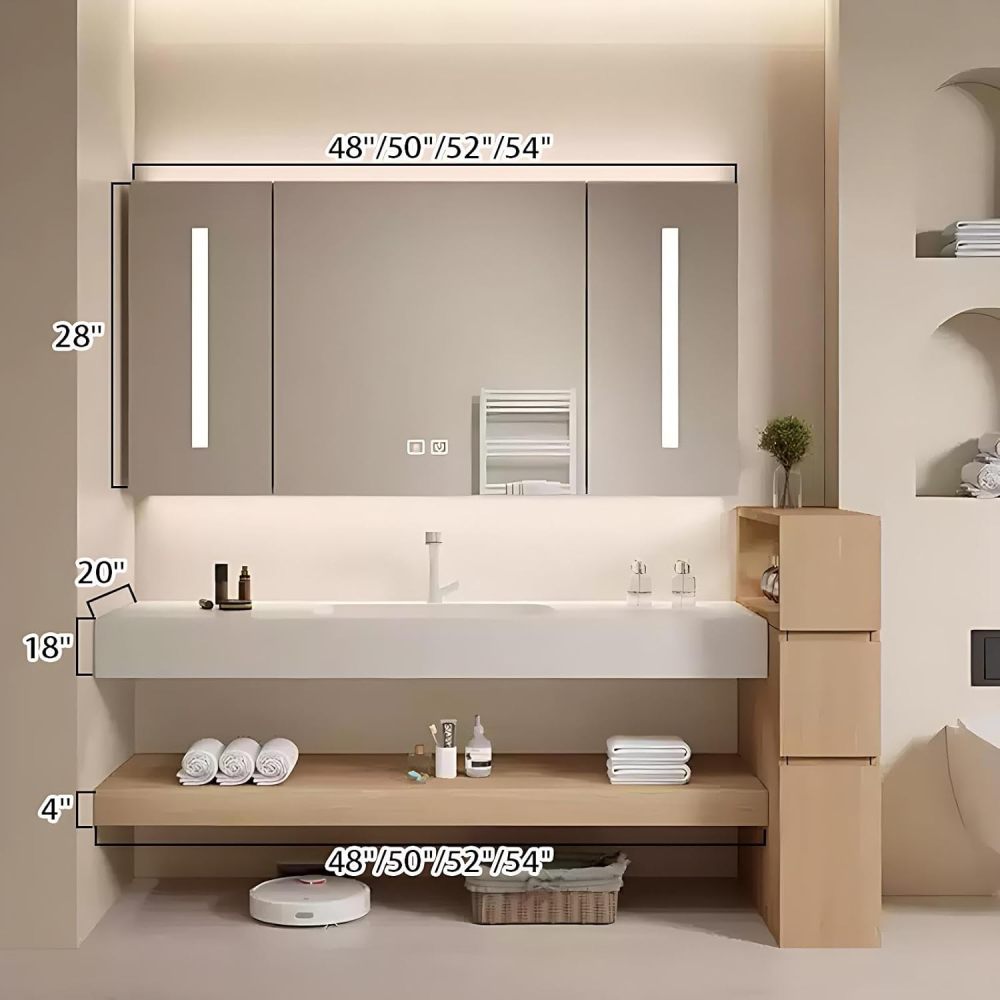 48IN Bathroom Vanity with Sink - Modern Bathroom Vanity Cabinet with Mirror, Single Floating Sink Design, Intelligent Defogging, Custom Complete Accessories, Style B