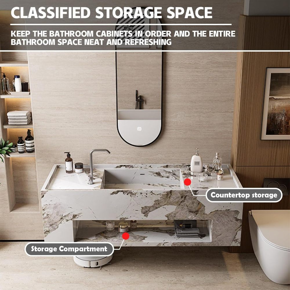 82IN Modern Bathroom Vanity with Sink - Single Bathroom Vanity Cabinet with Smart Defog Mirror & Integrated Stone Sink for Bathroom,Floating Design - Custom, Green