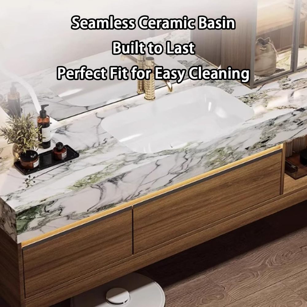 80IN Bathroom Vanity - Floating Bathroom Vanity with Sink & Smart Defog Mirror, One-Touch Defog & Lighting, Solid Wood Sink Cabinet with 2 Drawer, No Assembly Required, Wood