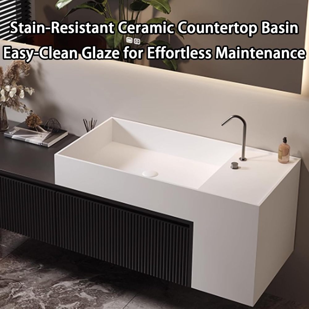 90IN Bathroom Vanity - Floating Bathroom Vanity with Seamless Sink, Includes Smart Defog Mirror, One-Touch Defog & Lighting, Solid Wood Sink with 2 Drawers, Black