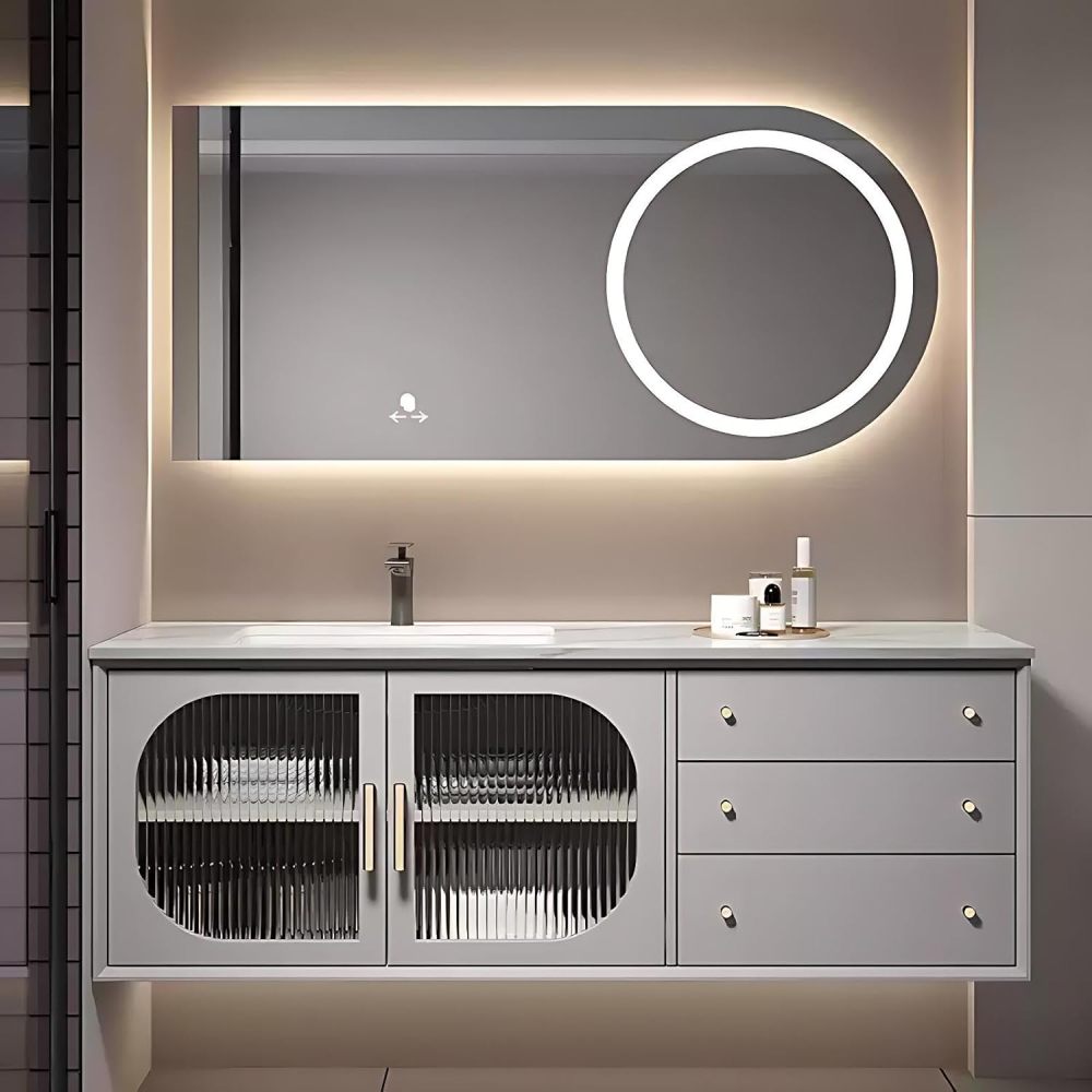 82IN Bathroom Vanity with Sink - Bathroom Sink Cabinet with Storage, Wall-Mounted Vanity, Intelligent Defogging, Easy to Clean, Waterproof, Customizable - Complete Accessories, Style D