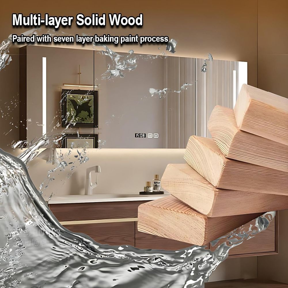 104IN Bathroom Vanity with Sink - Luxury Floating Double Sink Bathroom Vanity Cabinet with Drawers, Silent Buffer Slide Rail, Intelligent Defogging, Custom Sizes