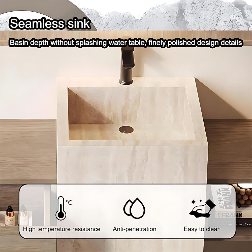 96IN Bathroom Vanity with Sink - Modern Bathroom Vanity with Smart Defog Mirror, Simple Sink Cabinet with Multiple Storage Areas, No Assembly Required