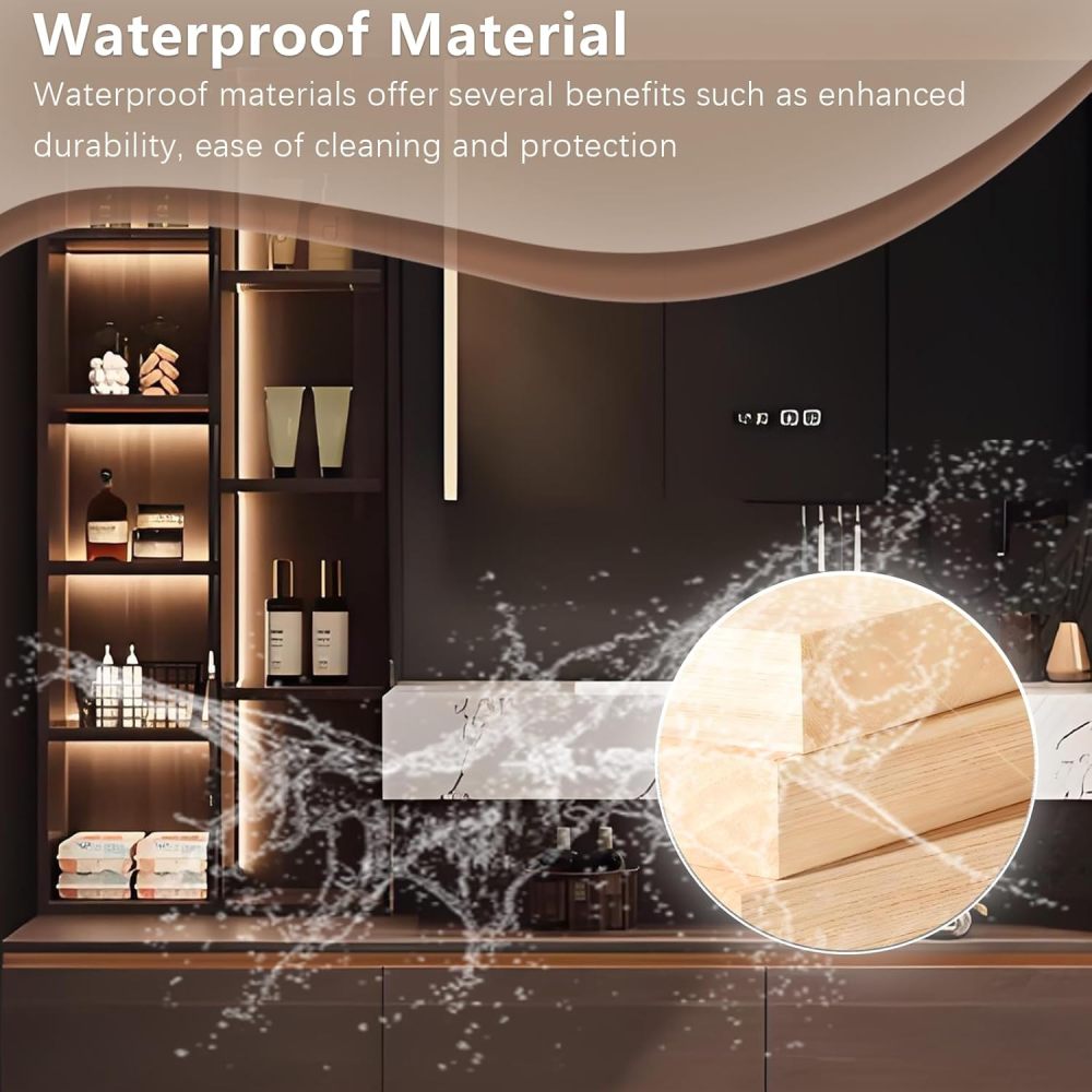 82IN Bathroom Vanity - Modern Bathroom Vanity Set with Seamless Sink & Smart LED Defog Mirror, Floating Sink with Storage Drawers & Side Cabinet, No Assembly Required, Mirror Cabinet