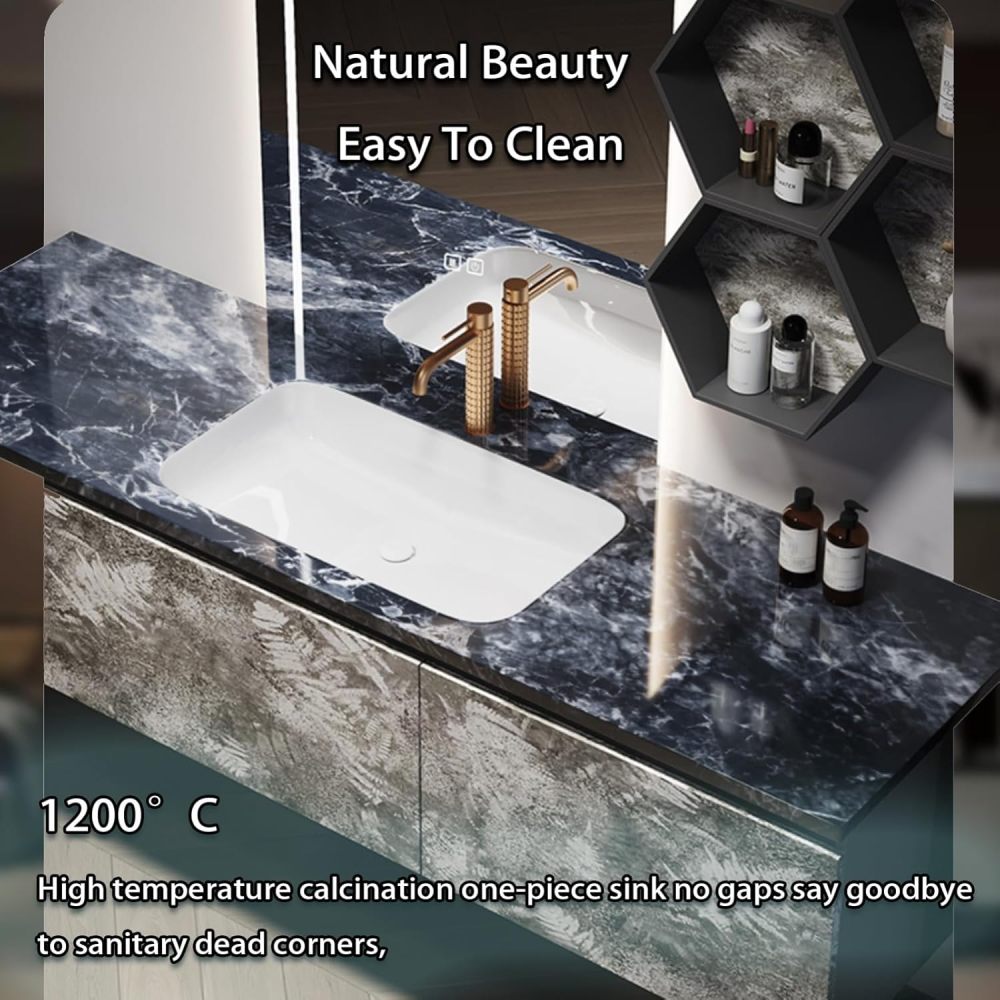 Bathroom Vanity with Sink - Modern Floating Vanity with Smart Defogging Mirror, Solid Wood Bathroom Vanity Cabinet, Multiple Sizes Customizable - Complete Accessories