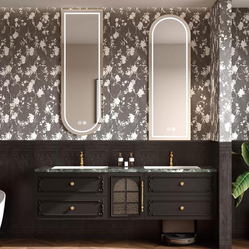 94IN Bathroom Vanity with Sink - Modern Double Bathroom Vanity Cabinet with Smart Defog Mirror, Solid Wood Floating Sink Design, Large Storage Space - Complete Accessories, Double Sink