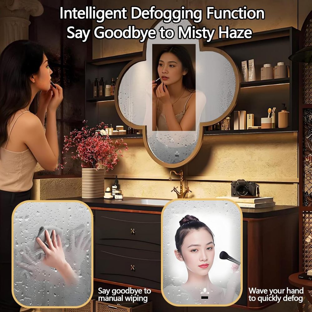Bathroom Vanity with Sink - Wood Style Single Floating Sink Design, Wall-Mounted Bathroom Vanity with Smart Defogger Mirror, Sintered Stone Sink- Complete Accessories (98IN)