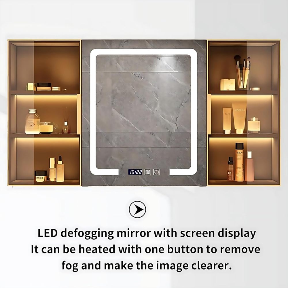 Bathroom Vanity with Sink - Single/Double Sink Bathroom Vanity & LED Fog Removal Mirror Cabinet, Modern Design, Wall-Mounted Floating Vanity (Double Sink, 52“)