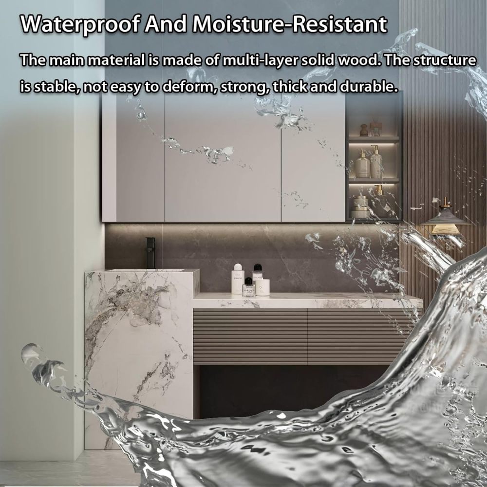 70IN Bathroom Vanity with Sink - Bathroom Vanity Cabinet with Smart Defog Mirror, Floor-Standing Vanity, Multilayer Solid Wood, Custom Complete Accessories, Mirror Cabinet