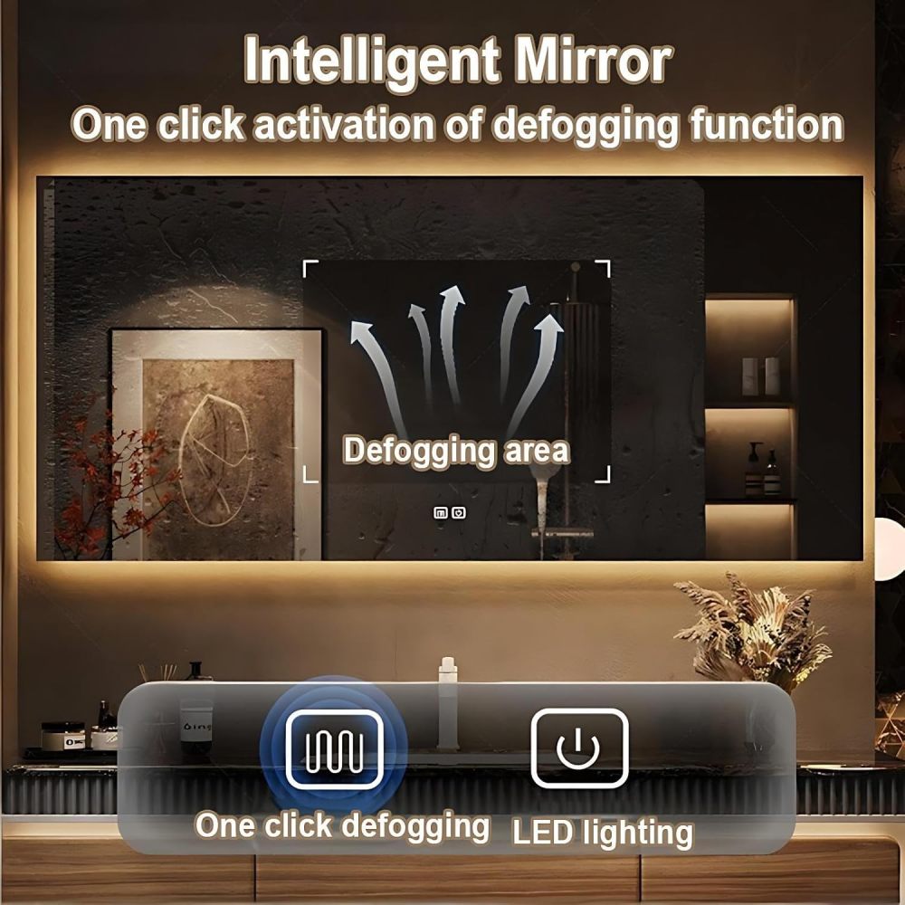 Luxury 70IN Bathroom Vanity with Sink - Floating Single Sink Bathroom Vanity Cabinet & Defogger Mirror Set, Large Storage Drawer Motion-Sensor Lighting, Solid Wood Material