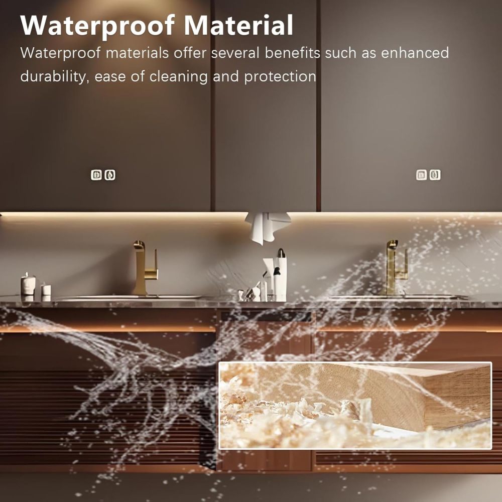 102IN Double Sink Bathroom Vanity - Solid Wood Bathroom Vanity with Smart Defog Mirror, Floating Bathroom Sink Cabinet with 2 Drawers, No Assembly Required, Mirror