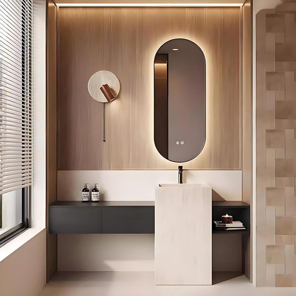 96IN Bathroom Vanity with Sink - Modern Bathroom Vanity with Smart Defog Mirror, Simple Sink Cabinet with Multiple Storage Areas, No Assembly Required