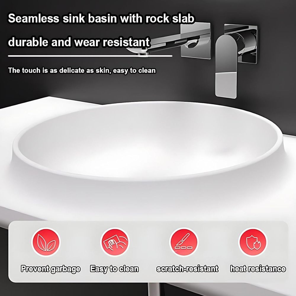 54IN Bathroom Vanity with Sink - Bathroom Sink Cabinet with Makeup Chair, Wall-Mounted Vanity, Integrated Countertop, Intelligent Defogging, Custom Sizes - Complete Accessories White