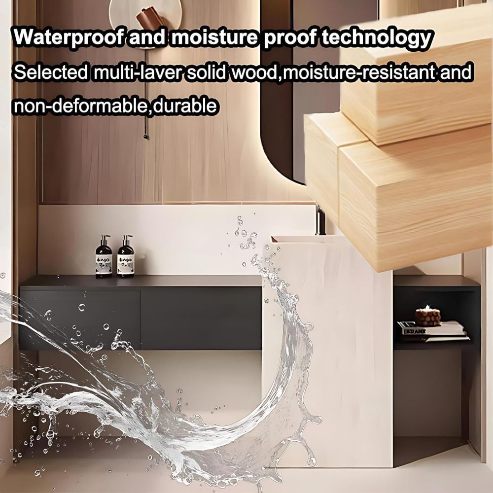 96IN Bathroom Vanity with Sink - Modern Bathroom Vanity with Smart Defog Mirror, Simple Sink Cabinet with Multiple Storage Areas, No Assembly Required