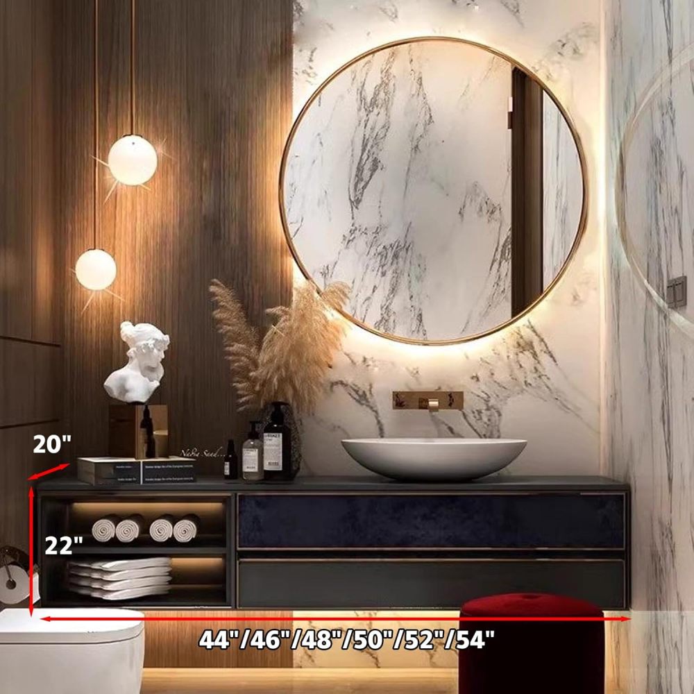 50IN Luxurious Bathroom Vanity with Sink - Single Floating Sink Design, Bathroom Vanity Cabinet with Smart Anti-Fog Mirror & Drawers, Waterproof & Customizable Sizes, Black