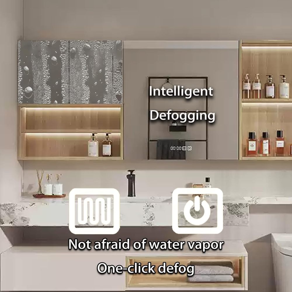 82IN Bathroom Vanity with Sink - White Bathroom Vanity Cabinet with Extension Strip&Smart Defog Mirror, Single Floating Sink Design, Customizable Size - Complete Accessories, Cabinet Mirror A