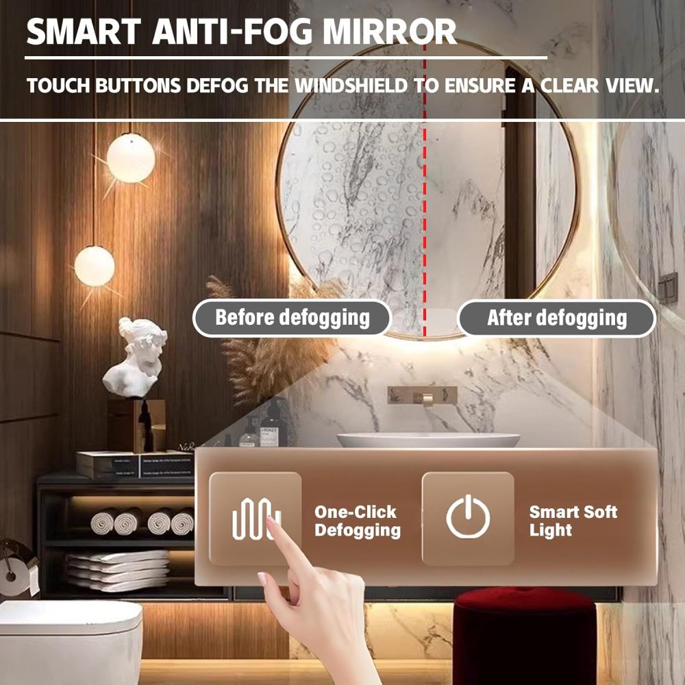 50IN Luxurious Bathroom Vanity with Sink - Single Floating Sink Design, Bathroom Vanity Cabinet with Smart Anti-Fog Mirror & Drawers, Waterproof & Customizable Sizes, Black
