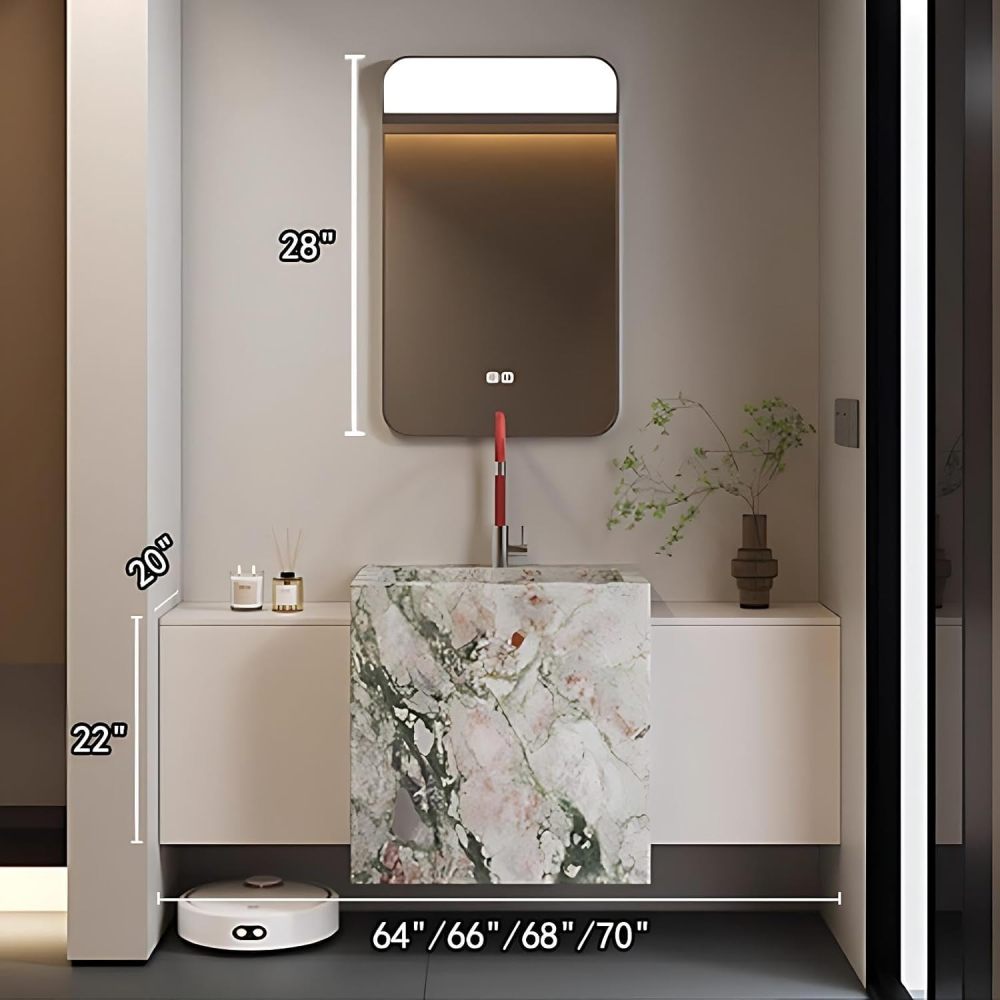 68IN Bathroom Vanity with Sink - Floating Bathroom Vanity with Sink and Smart Defog Mirror, Modern Bathroom Sink Cabinet with 2 Cabinet Doors, No Assembly Required, Mirror - A
