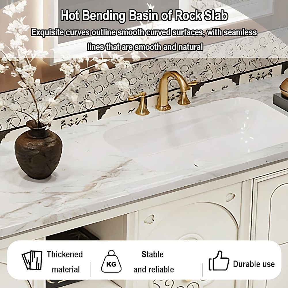 68IN Bathroom Vanity with Sink - Elegant Bathroom Vanity Cabinet with Drawers, Double Floating Sink Design, Smart Anti-Fog Mirror, Customizable Sizes - Complete Accessories, White B