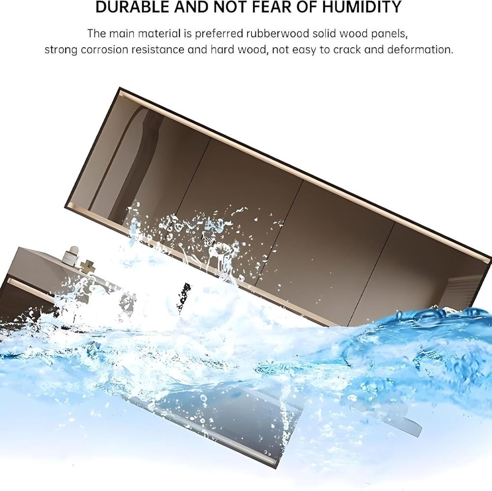 42 inch Bathroom Vanity with Sink - Floating Bathroom Vanities Includes LED Smart Defogging Mirror Cabinet, Large Drawers and Sensor Light, Integrated Countertop, Includes Accessories, Wood