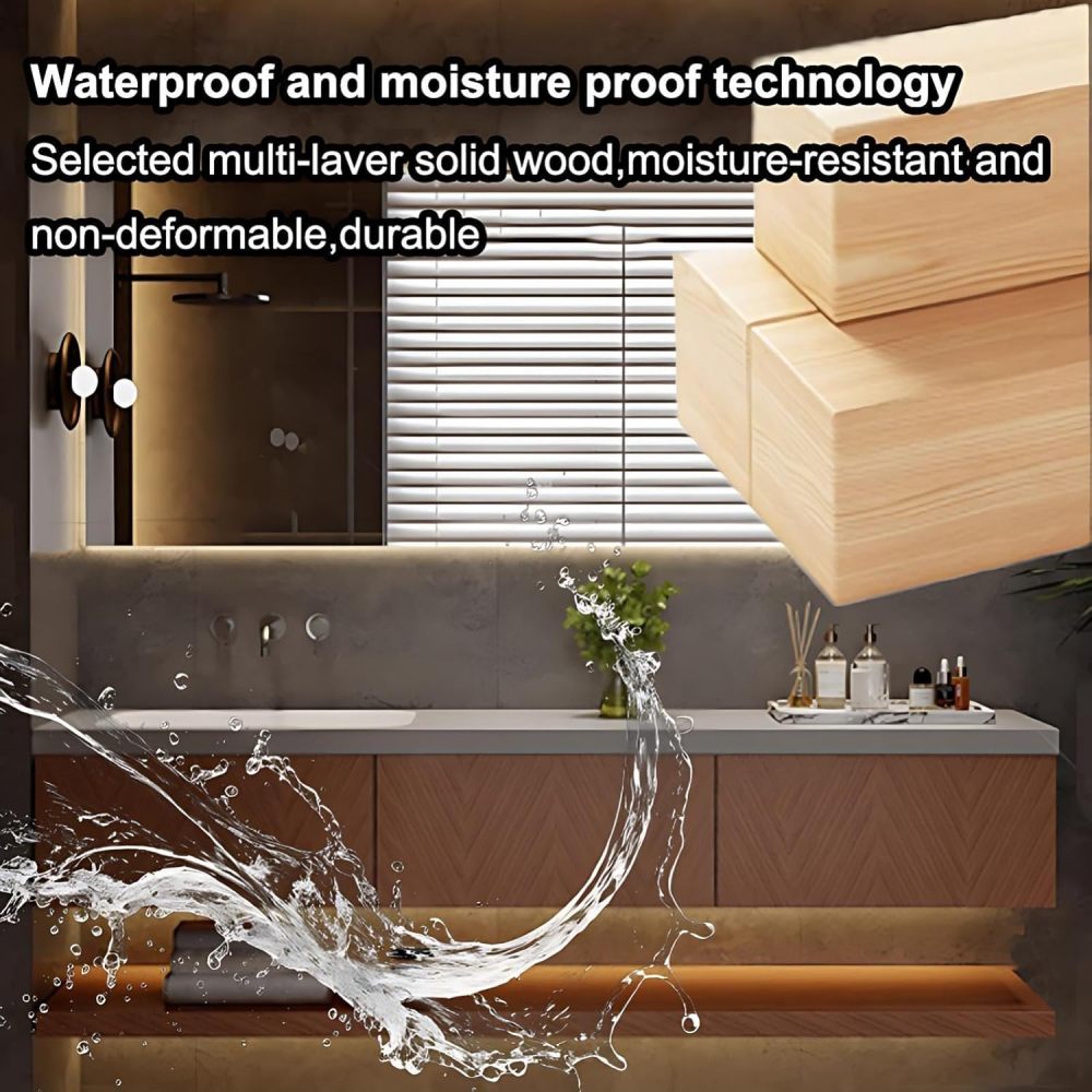 74IN Bathroom Vanity - Modern Bathroom Vanity with Smart Defog Mirror, Solid Wood Floating Bathroom Sink Cabinet with 3 Drawers and Seamless Sink,No Assembly Required, Mirror Cabinet
