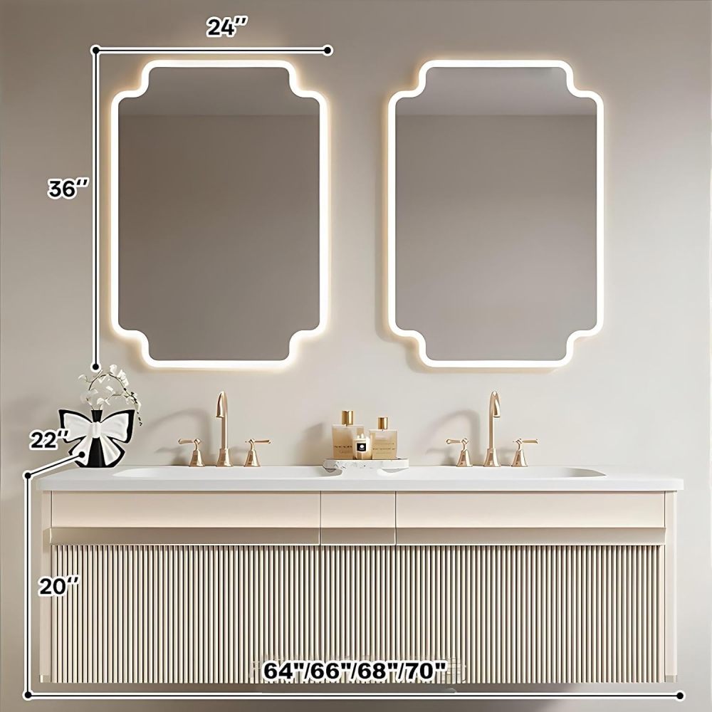 64IN Double Bathroom Vanity with Sink - Modern Waterproof Bathroom Sink Cabinet with Drawers, Floating Vanity, Intelligent Defogging, Customizable Sizes - Easy to Install, Black