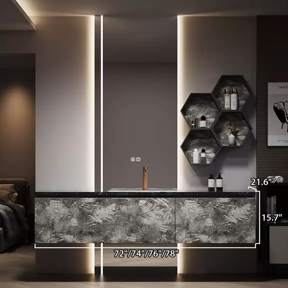 Bathroom Vanity with Sink - Modern Floating Vanity with Smart Defogging Mirror, Solid Wood Bathroom Vanity Cabinet, Multiple Sizes Customizable - Complete Accessories
