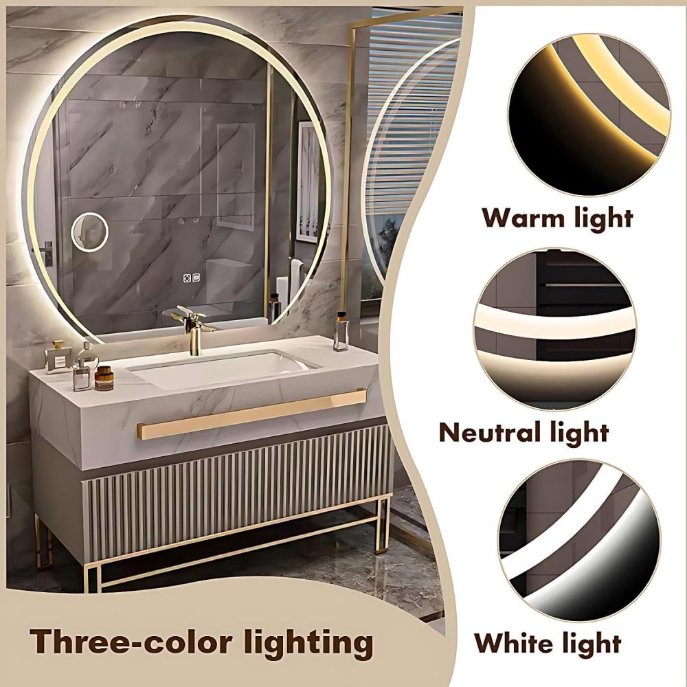 70IN Luxury Bathroom Vanity with Sink - Bathroom Vanity Cabinet with Mirror, Single Floating Sink Design, Intelligent Defogging, Solid Wood, Customizable Sizes - Easy to Install, White