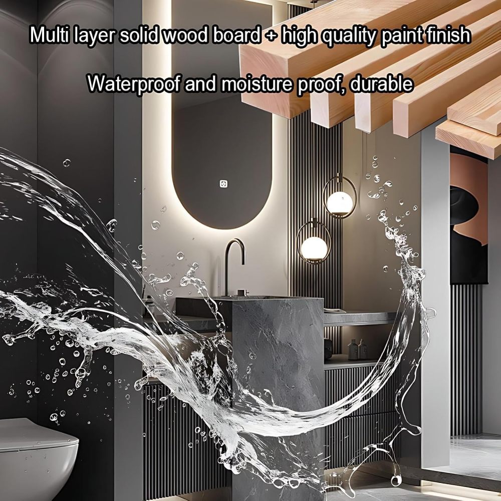 54IN Bathroom Vanity - Modern Bathroom Vanity with Smart Defog Mirror, Floating Sink Cabinet with Multiple Storage Areas & Seamless Sink, No Assembly Required