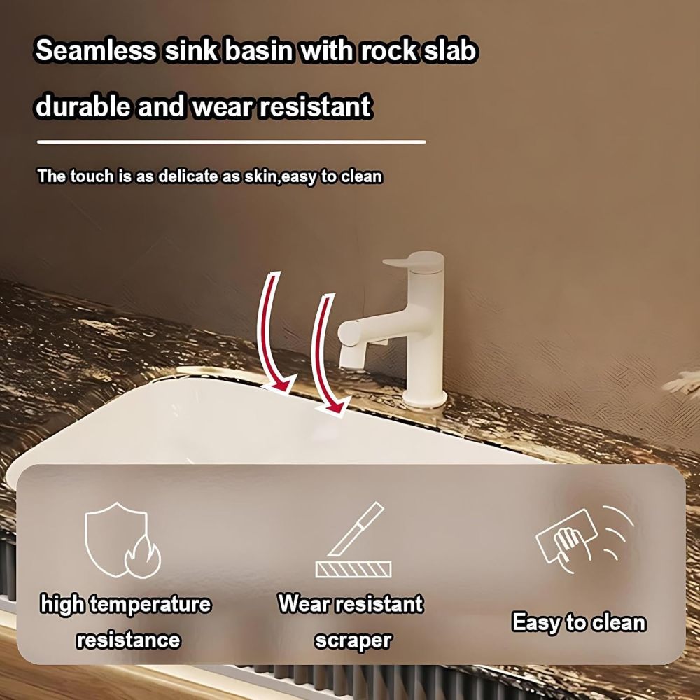 Luxury 70IN Bathroom Vanity with Sink - Floating Single Sink Bathroom Vanity Cabinet & Defogger Mirror Set, Large Storage Drawer Motion-Sensor Lighting, Solid Wood Material