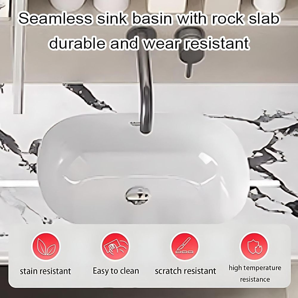 56IN Double Sink Bathroom Vanity - Luxury Bathroom Vanity with Smart Defog Mirror, Modern Sink Cabinet with 2 Large Capacity Drawers, Complete Accessories, No Assembly Required