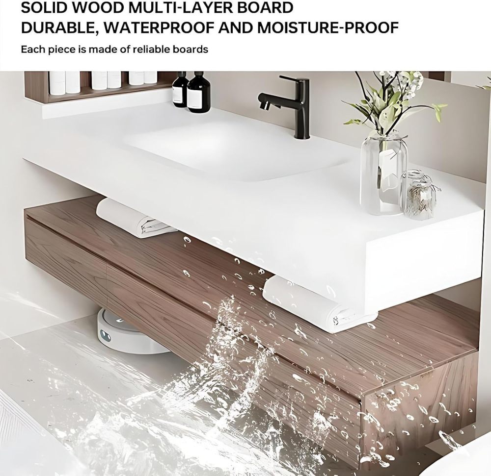 54 inch Bathroom Vanity - Bathroom Vanity with Single Sink, Smart Defogging Mirror Cabinet and Large Countertop, Soft-Close Drawers, Includes Accessories, Fully Assembled, White A