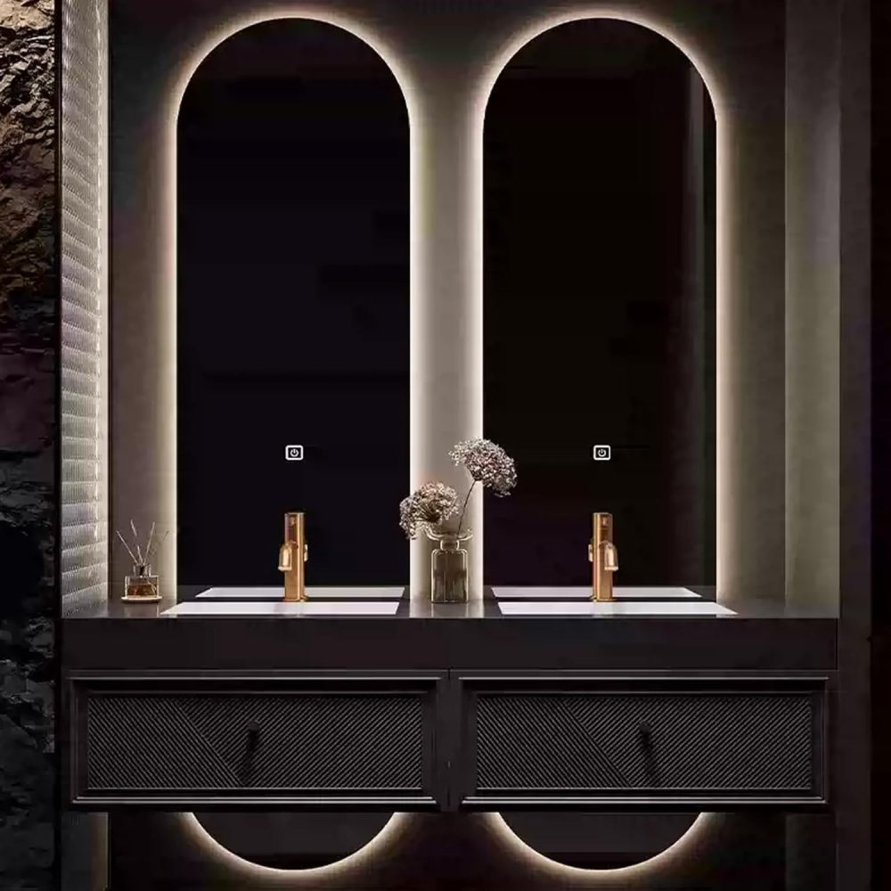 64IN Bathroom Vanity with Sink - Modern Double Bathroom Vanity Cabinet with Smart Defog Mirror, Solid Wood Floating Design, Waterproof, Custom Sizes - Complete Accessories, Black