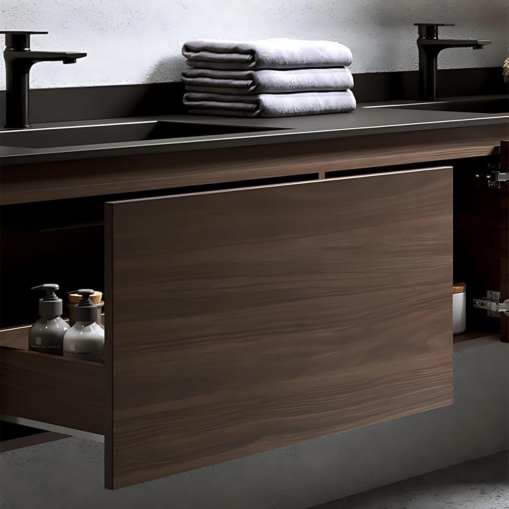 Modern Bathroom Vanity with Sink - Single/Double Sink Bathroom Vanity & Smart Defog Mirror Cabinet Set | Multi-Layer Solid Wood Material | Simple and Stylish Design (Single Sink, 36")