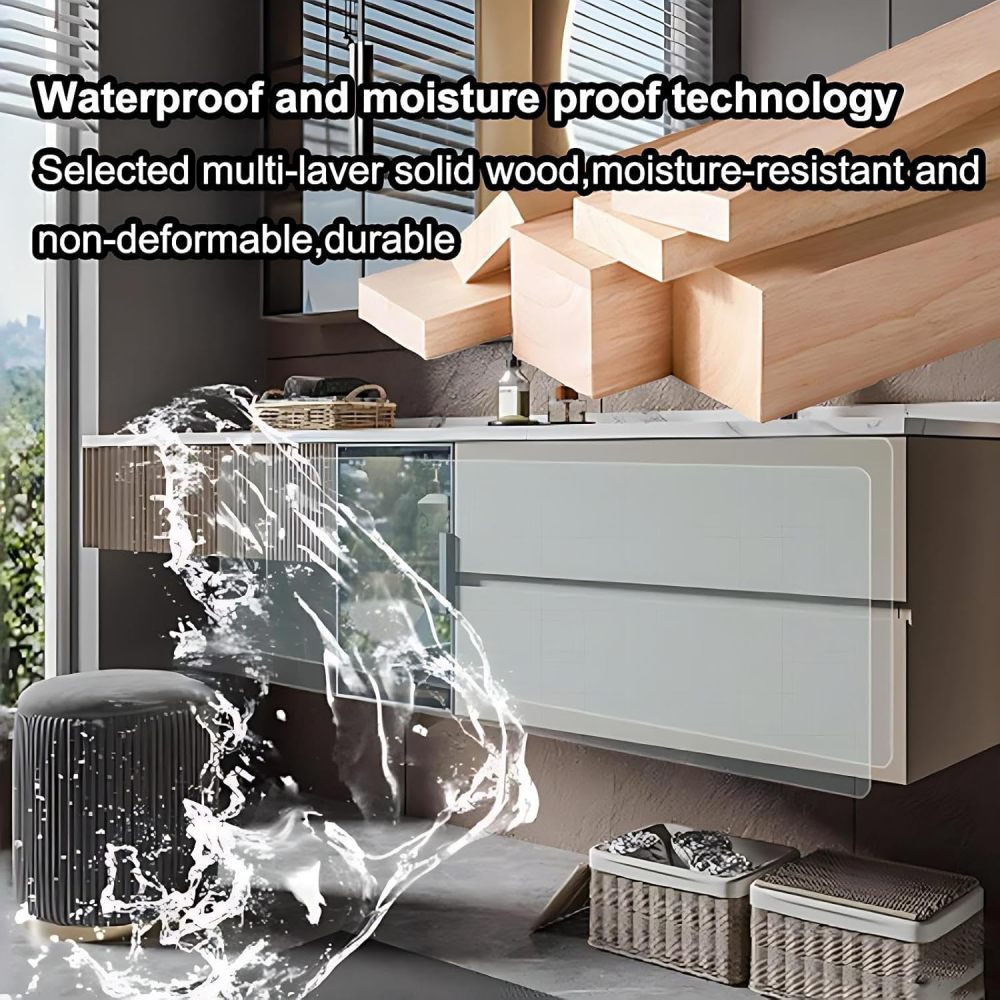 74IN Bathroom Vanity with Sink - Modern Bathroom Vanity with Makeup Vanity & Smart Defog Mirror, Stylish Sink Cabinet with Storage, Includes Makeup Stool, No Assembly Required, Off - White