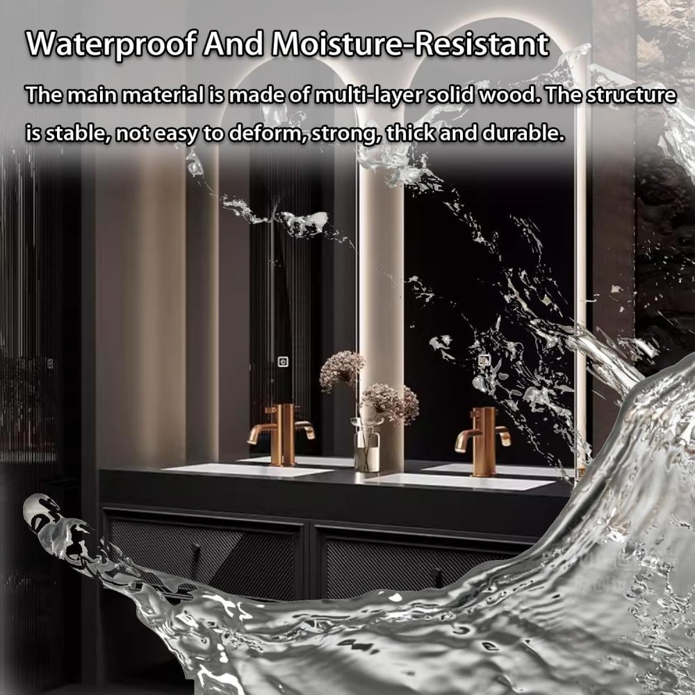 64IN Bathroom Vanity with Sink - Modern Double Bathroom Vanity Cabinet with Smart Defog Mirror, Solid Wood Floating Design, Waterproof, Custom Sizes - Complete Accessories, Black