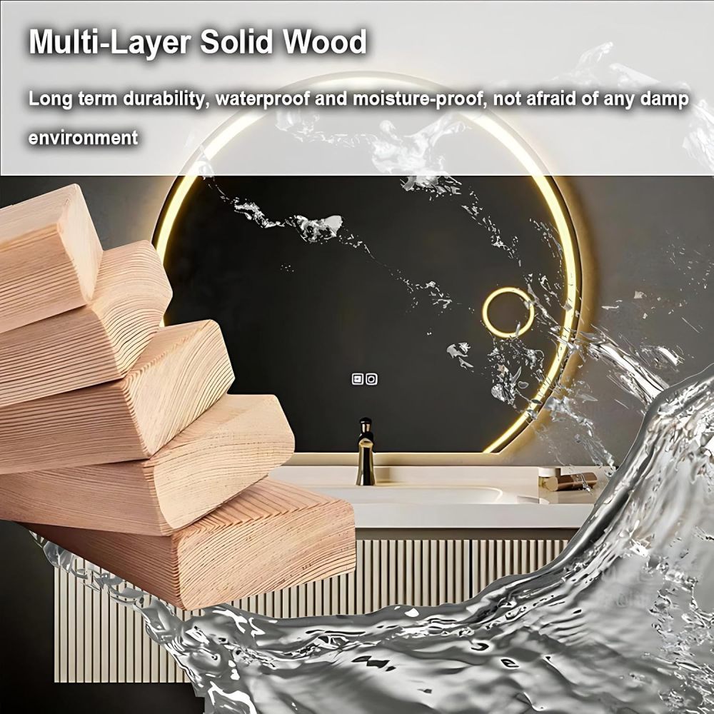 98IN Bathroom Vanity with Sink - Bathroom Vanity Cabinet with Drawers & Smart Anti-Fog Mirror, Single Floating Sink, Buffer Damping, Customizable Sizes - Complete Accessories Mirror